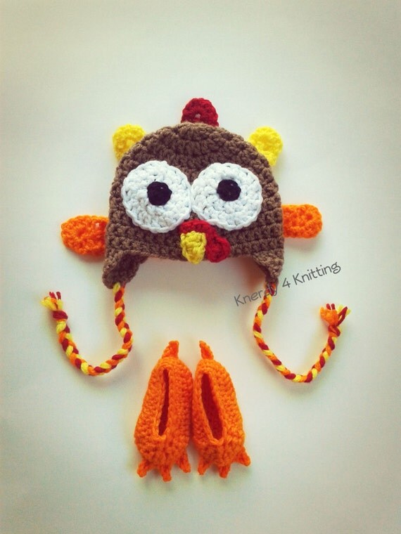 Baby Turkey Hat and Booties Baby Turkey Costume Turkey Photo