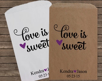Wedding Favors Love is Sweet Wedding Favor Bags Candy Bar Bags Wedding Favor Bag Rustic Wedding Personalized Favor Bags Candy Buffet 097