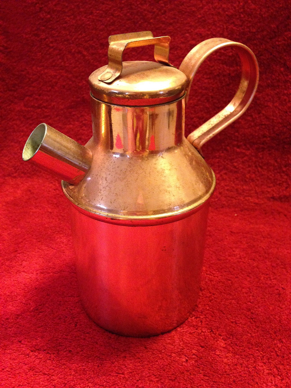Vintage Copper Milk Creamer Pitcher with Handle and Lid Haute Juice