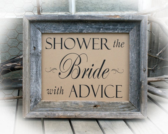 8 x 10 Advice for the Bride Sign Bridal Shower