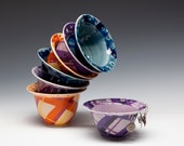 Purple Earring Bowl, Porcelain Earring Holder, Plaid Pattern, Ceramic Jewelry Organizer