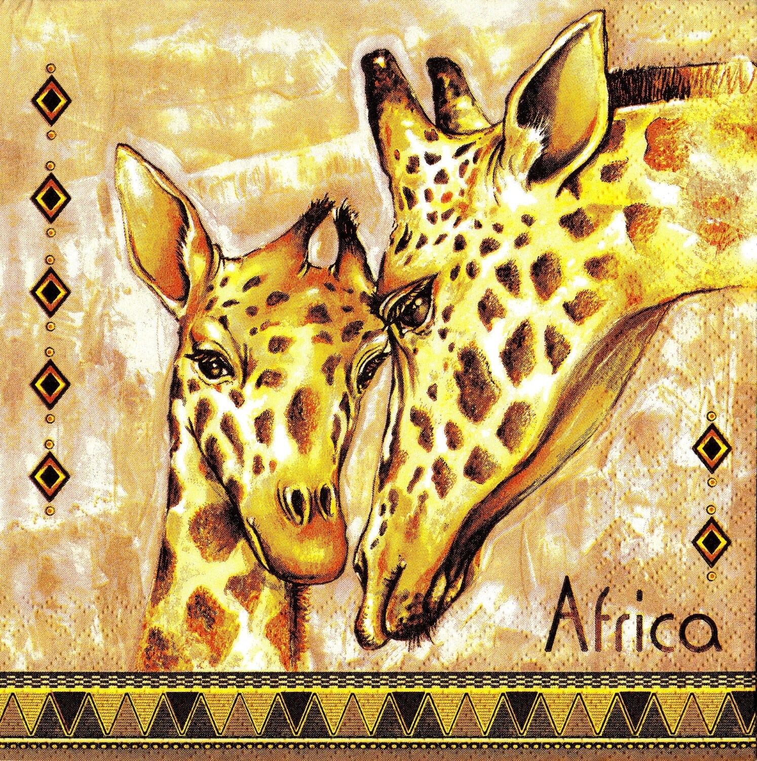 6 Decoupage Paper Napkins Africa Giraffe 33x33 cm.