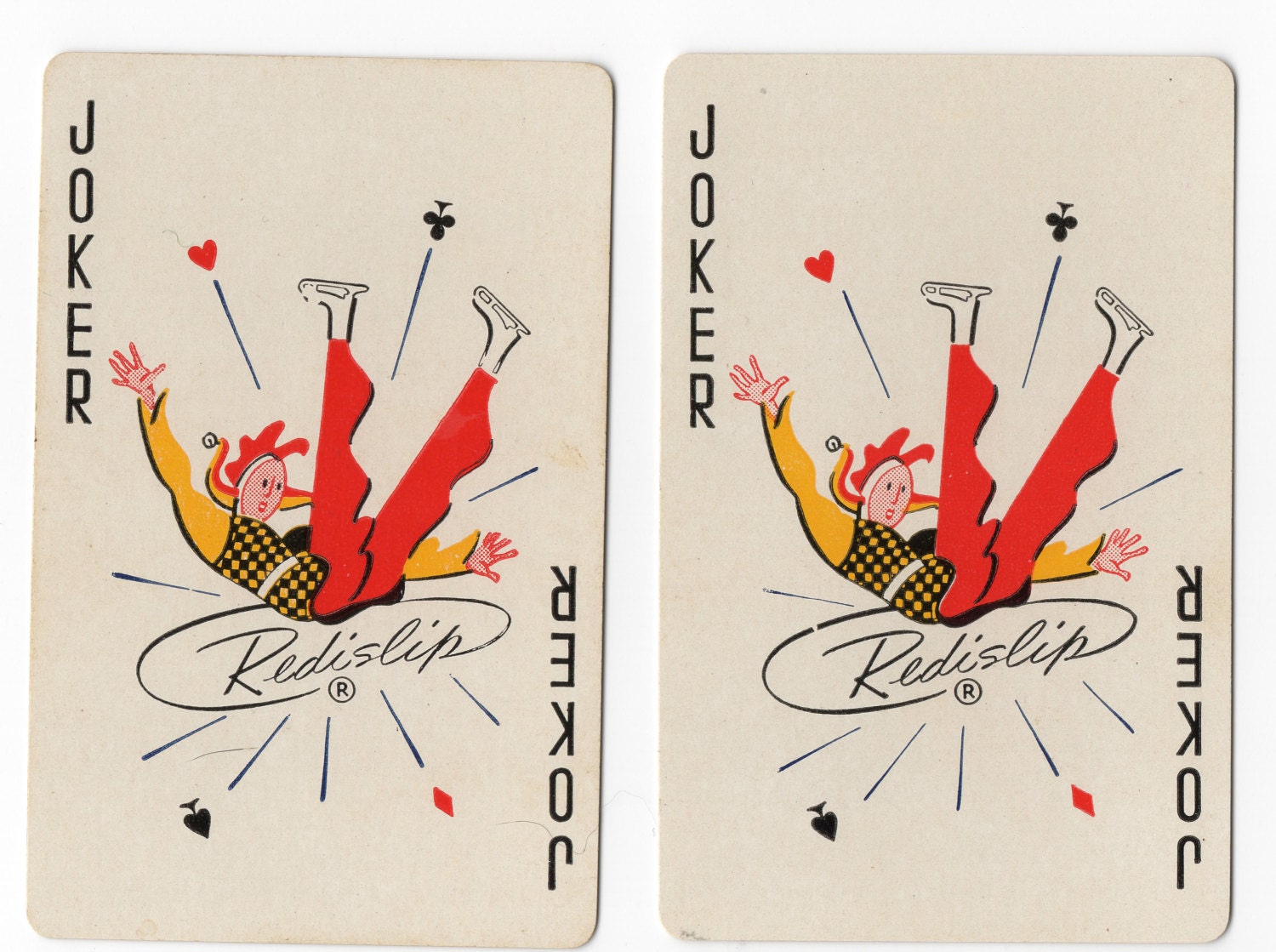 Pair of jokers vintage jokers from same Deck Redislip.