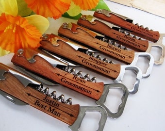 Wedding Party Gift - Wedding Party Favor - Wine Bottle Opener - Free Engraving