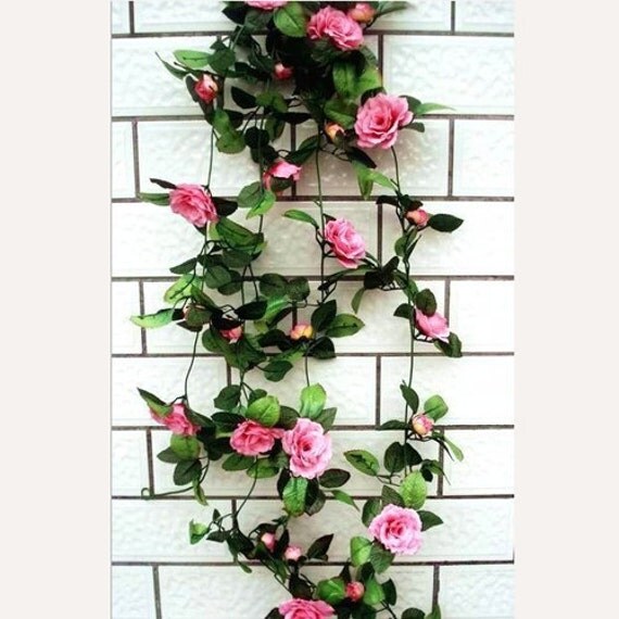 1pc Pink / Red Rose Garland Artificial Silk by elegancelife