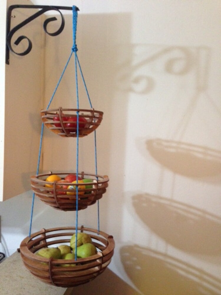 Wooden Three Tiered Hanging Fruit Basket by BackyardMillworks