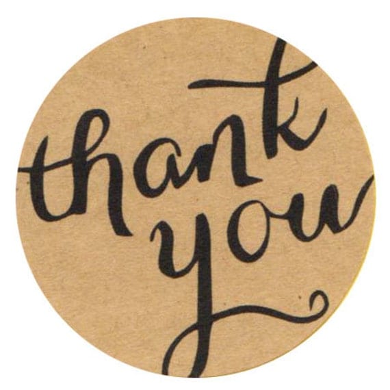 Set of 24 1.5 Thank You Labels Circle Thank You