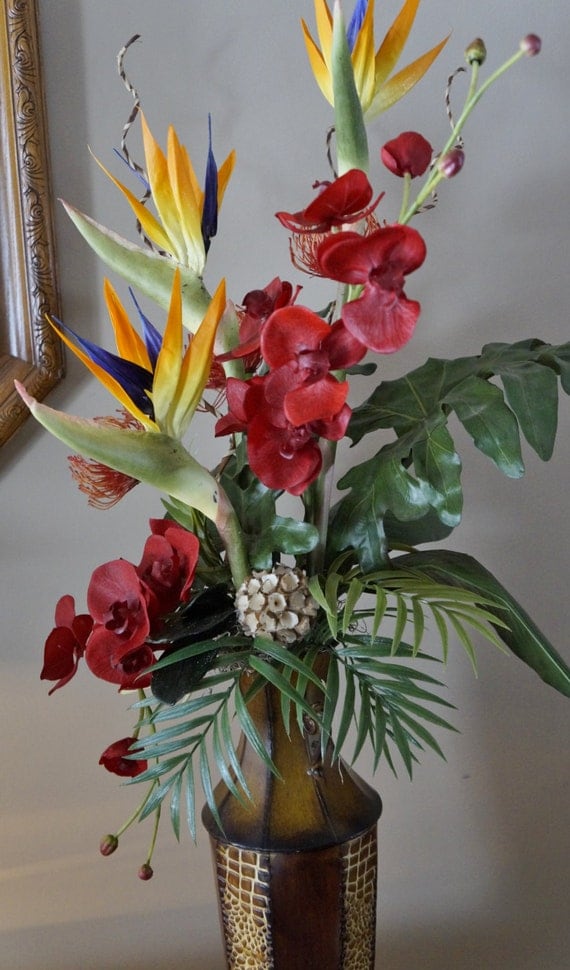 Silk Floral Arrangement Floral Decor Tropical Flowers