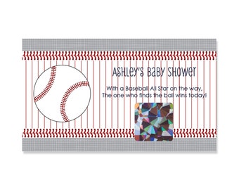 Batter Up! Baseball Baby Shower Games - 22 Personalized Scratch Off Baby Shower Game Cards