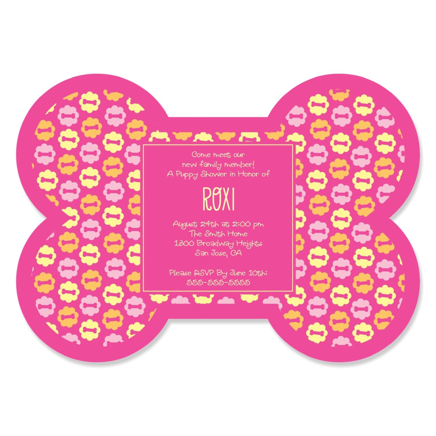 Pink Girl Puppy Party Invitations Dog Party Supplies Set
