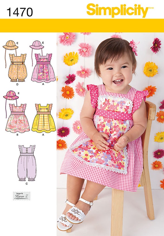 Simplicity Sewing Pattern 1470 Babies' Dress Romper and