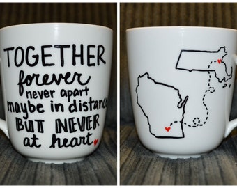 Long Distance Friendship or Relationship Mug - Long Distance Mug - Love Mug - State Mug - Mother's Day Gift