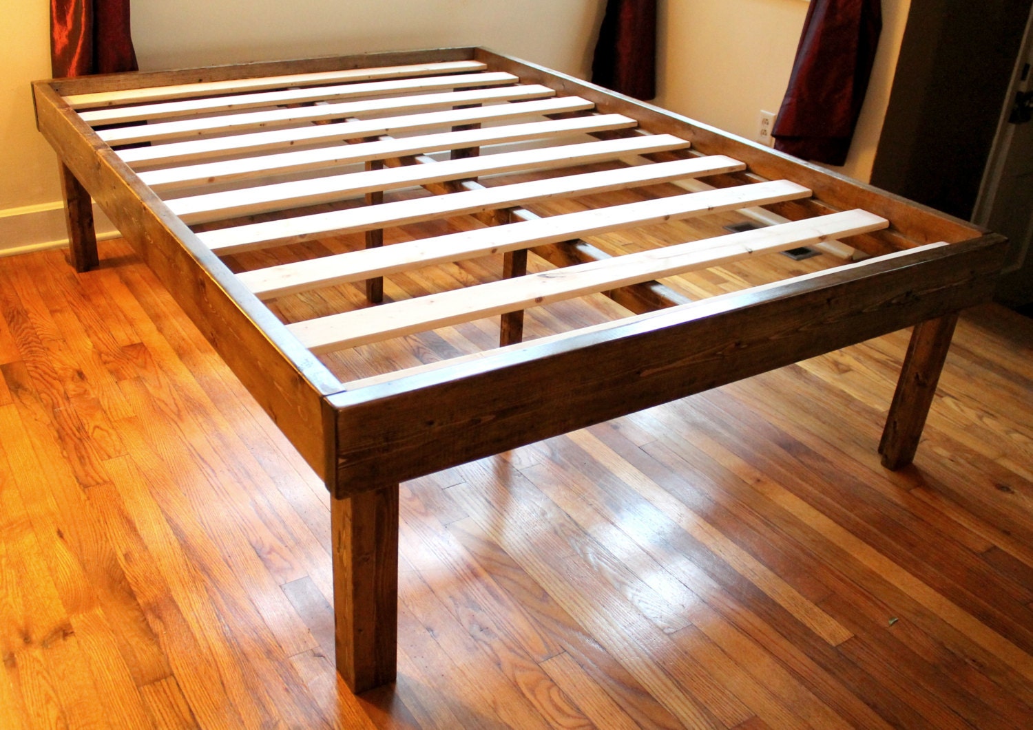 Rustic Wood Minimalist Bed Frame Twin Full by inglewoodcrafters