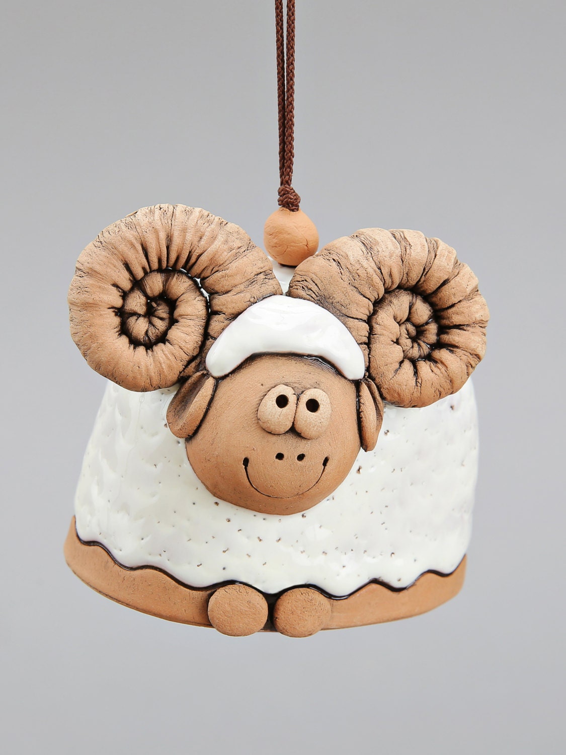 Ceramic Animal Bells : Elk Ram Sheep White Black