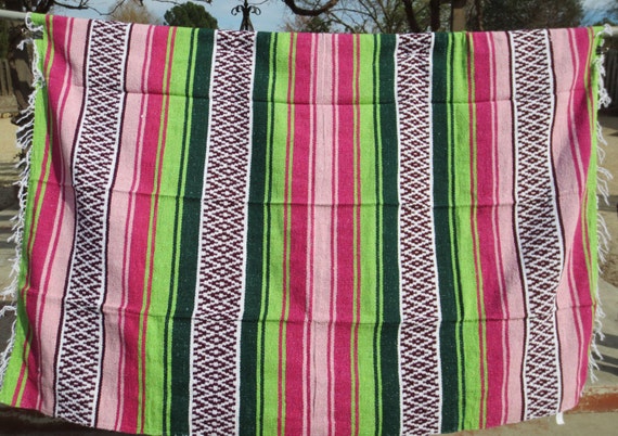 Mexican blanket light pink soft warm cozy by rustichacienda
