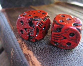 Hand cast red skull dice, oogie boogie dice, nightmare movie dice, dice collector gift, collectable dice, gaming dice, movie lovers gift