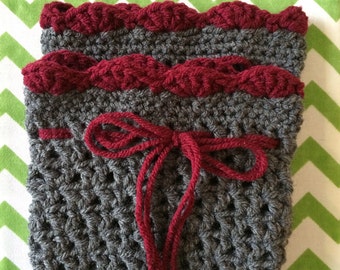 Maroon and Gray Boot Cuffs