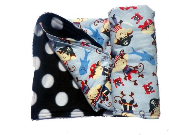 Items similar to Pirate Baby Blanket: Fleece and Flannel on Etsy