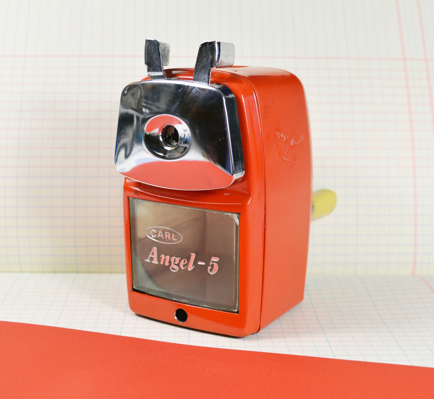 Vintage Red Desk Top Pencil Sharpener Carl Angel 5 by LEADorDEAD