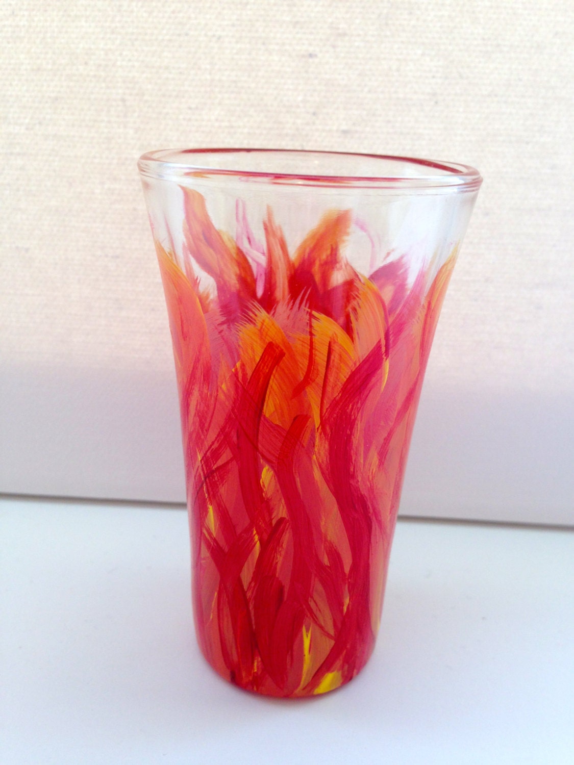 fireball 2 oz hand painted shot glass by GlassesAndThings on Etsy