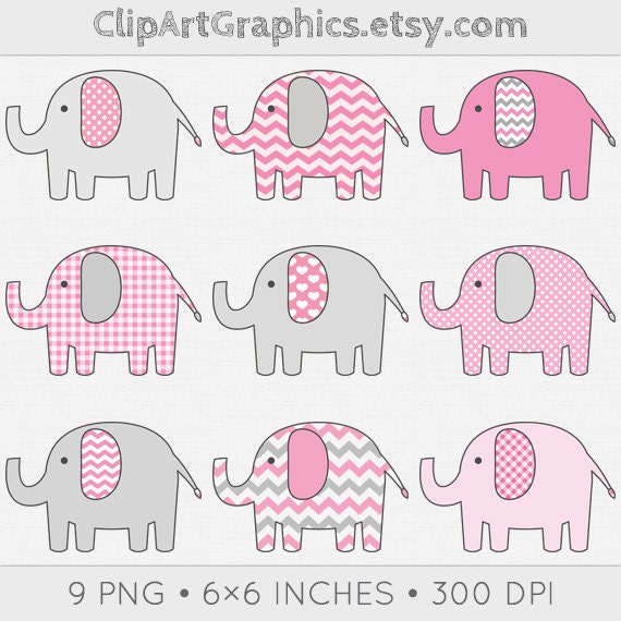 free pink and grey elephant clipart - photo #34