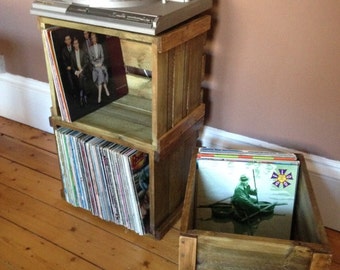 Vinyl record/LP stackable wooden crate for great looking storage and display for your album collection.
