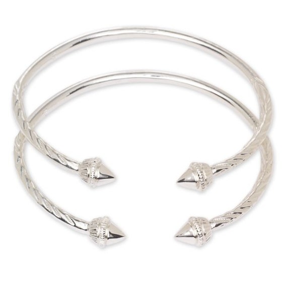 Elegant Pointed Ends .925 Sterling Silver West Indian Bangles