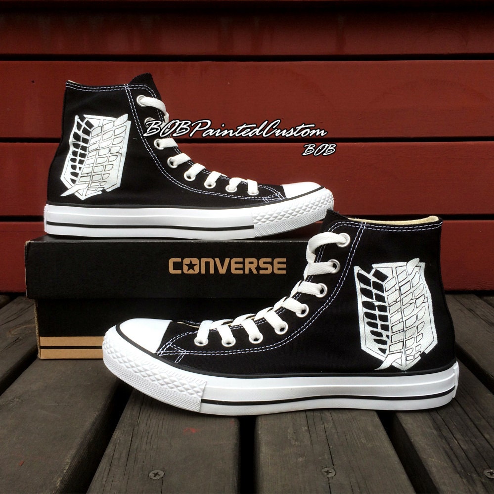 Anime Attack On Titan Converse Hand Painted by BoBPaintedCustom