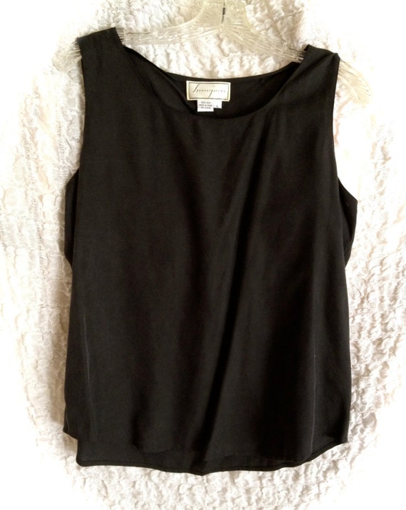 black silk shell vintage silk blouse vintage black black