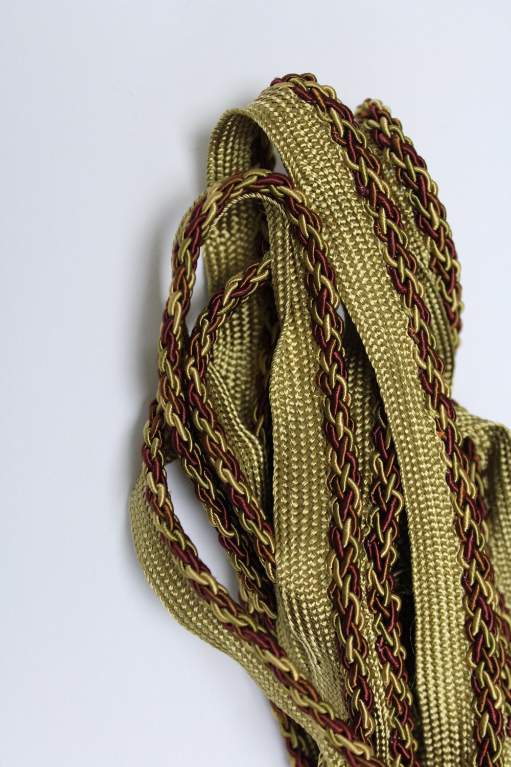 Burgundy Gold Braided Cording Decorative Trim by SRdesignhome