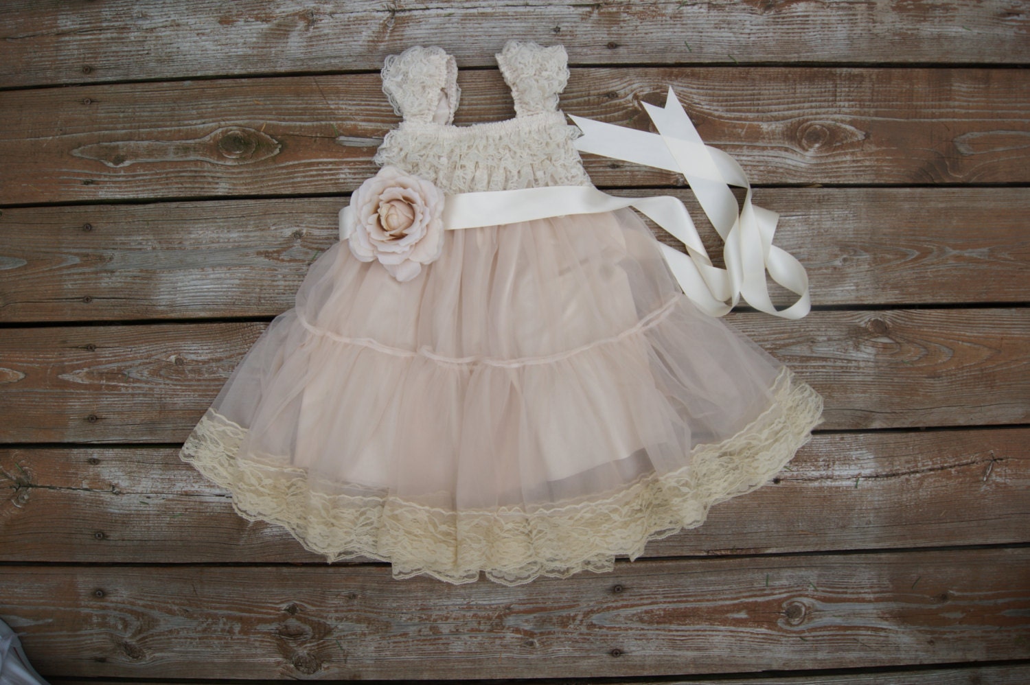 Lace flower girl dress. Rustic flowergirl dress. Shabby chic