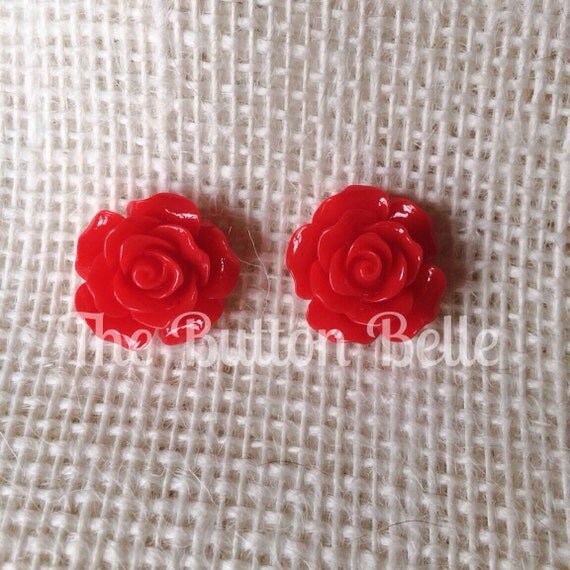 Items similar to Rose To The Occasion Earrings (20mm Red) on Etsy