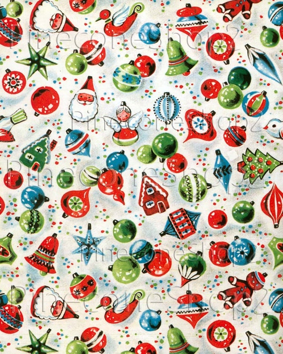 Items similar to Vintage Christmas Wrapping Paper 8x10 inch Instant ...