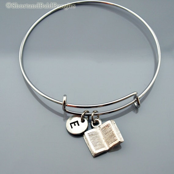 Book charm Bangle reading book charm bracelet open book