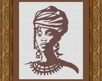 AFRICAN WOMAN/ africaine -Counted cross stitch pattern /grille point de croix ,Cross Stitch PDF, Instant download , free shipping