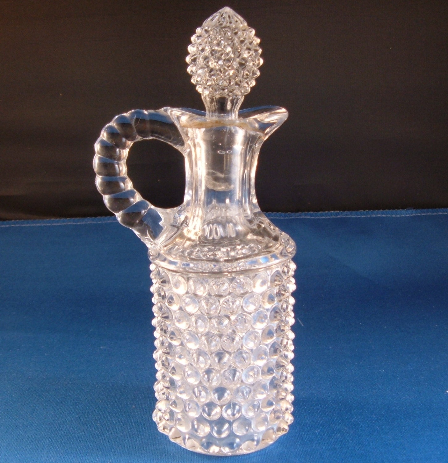 Vintage Pressed Glass Cruet Vintage Hobnail Glass Oil