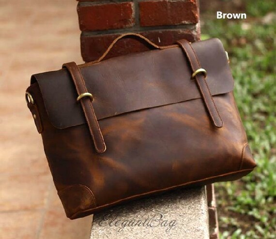 15&#39;&#39; Superior Genuine Cow Leather Laptop Bag LEATHER by ElegantBag