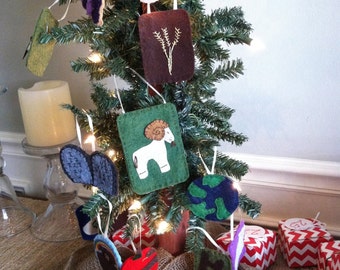 Jesse Tree ornaments. Advent felt CHRISTMAS ornaments..Advent calendar. heirloom quality. Hand embroidered. Christmas. Kids Bible story