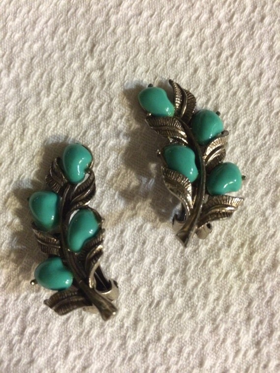 Turquoise Earrings Clip on Earrings Vintage Clip Ons