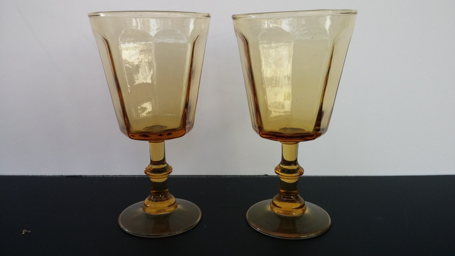 Lenox Bryce Antique Yellow Wine Glasses Pair