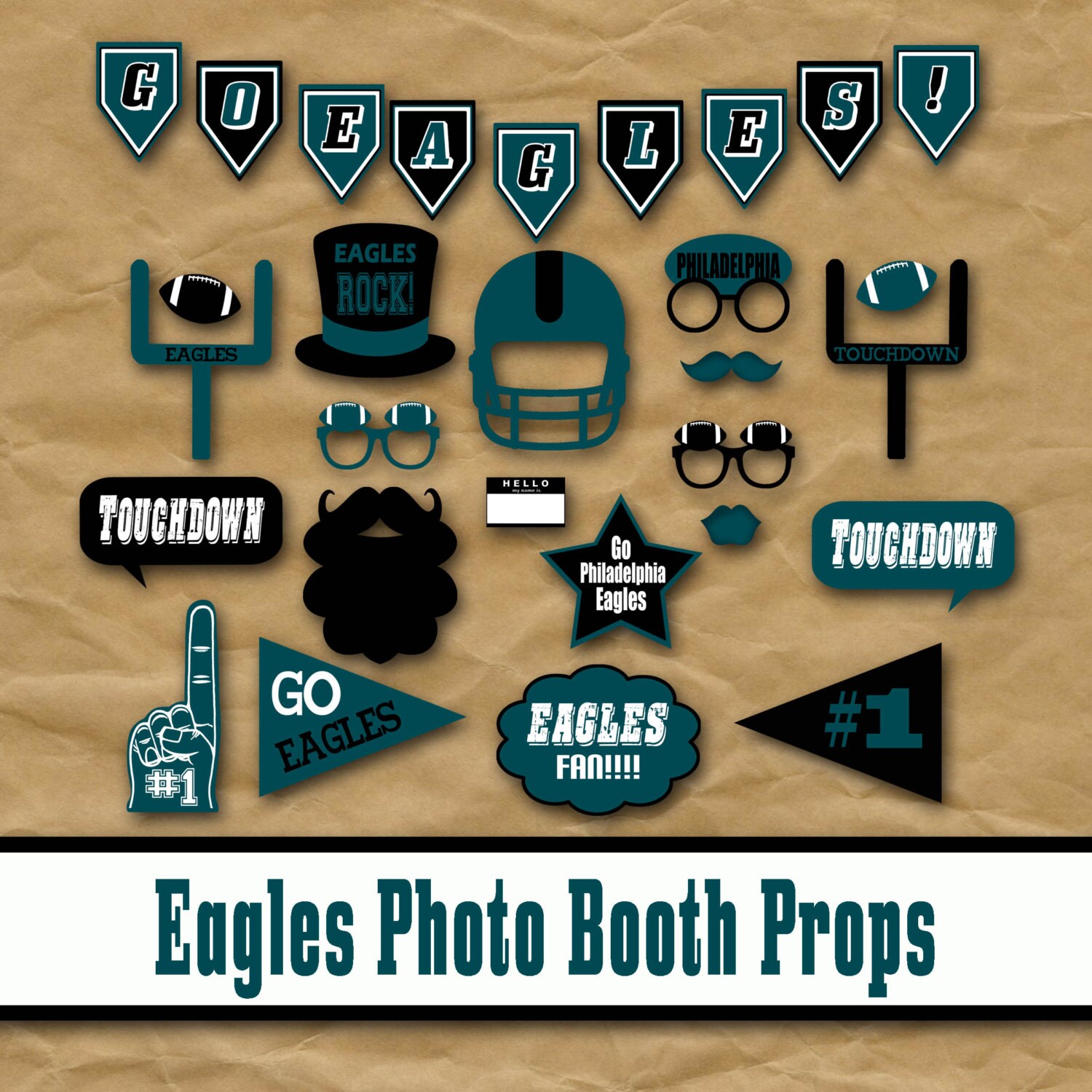 Eagles Football Photo Booth Props and Party Decorations