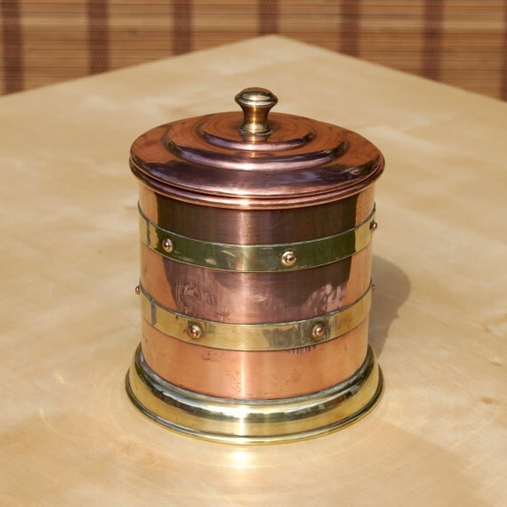 Vintage Copper and brass jar made in England by Linton