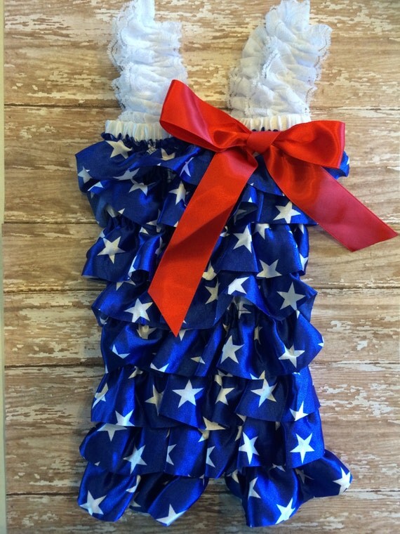 Baby Toddler Infant Girls Red White and Blue Stars by adorablebyme