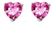 Pink Sapphire Heart Earringss Silver 925 Stud Natural Genuine Gemstone September Birthstone 4mm 0.60 Carat