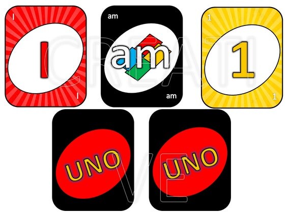 PRINTABLE Uno Card Cards Traditional Colors by Creative2Printables