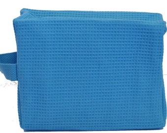 Personalized Waffle Cosmetic Bag Large Tropical Blue with FREE Personalization & FREE SHIPPING ww-aq