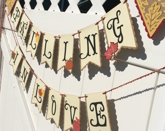 SHOWER/Wedding Banner - Falling in Love Banner - Fall Wedding Banner - Wedding Garland, Wedding Decor,Garland, Handmade Wedding Banner