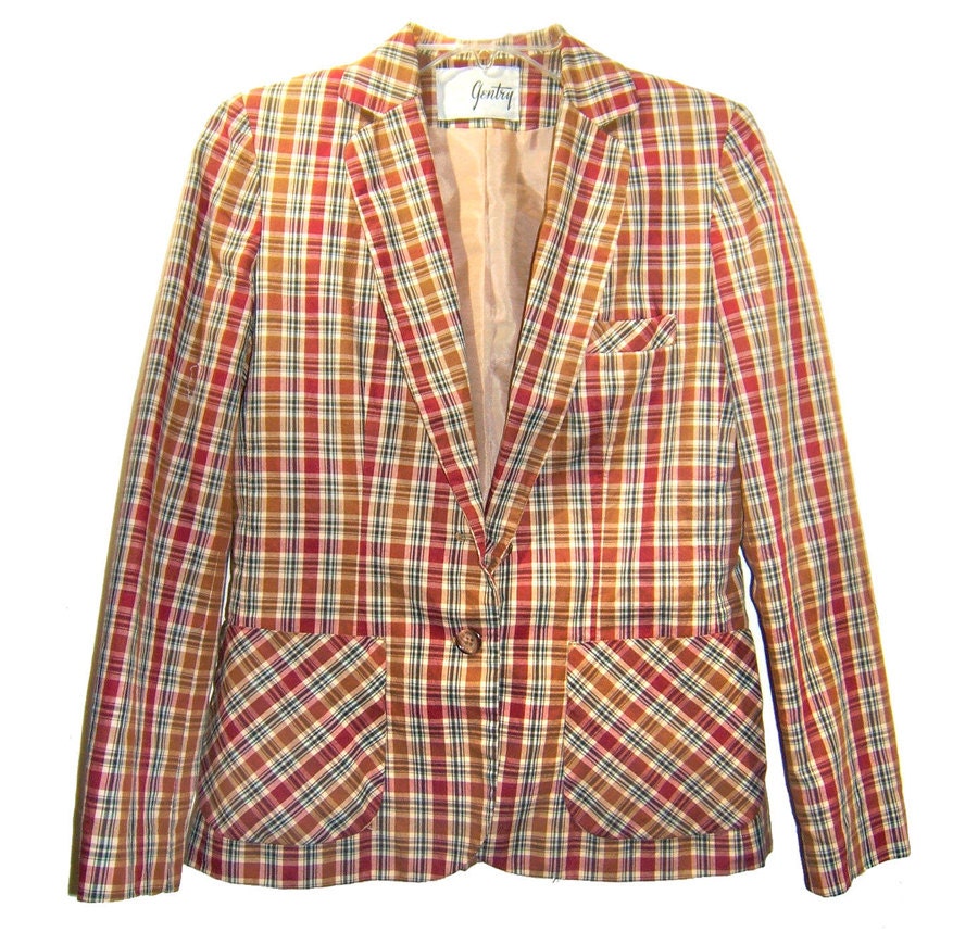 Vintage 1960s Madras Plaid Jacket 4-5 Jr. Preppy Style by
