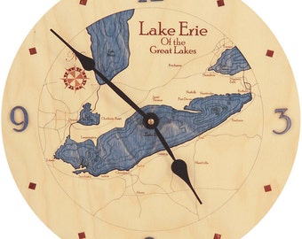 unique pa erie gifts Etched Wood Gift Erie Clock Laser Chart Map Wood Wood Art Pennsylvania