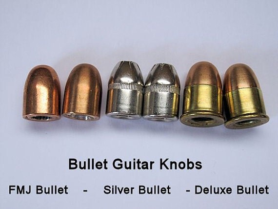 2 Bullet Guitar Knobs FMJ Silver OR Deluxe by EverythingBullets